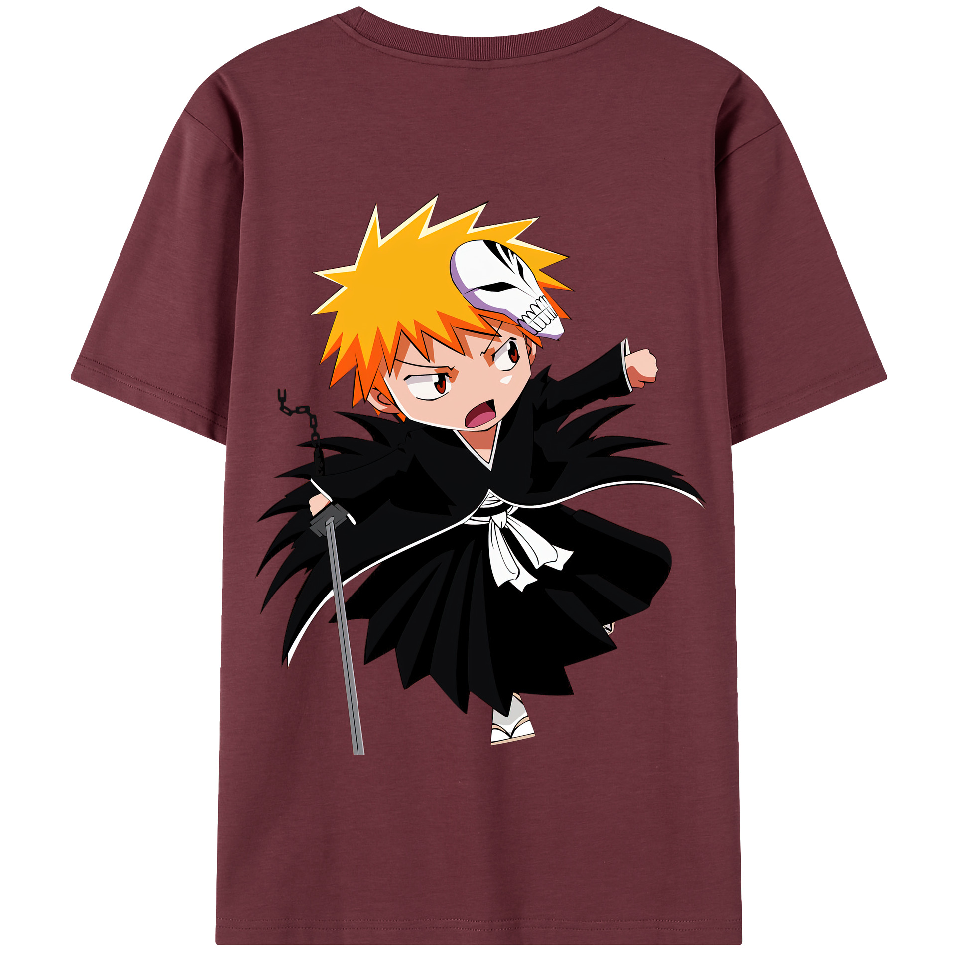 （画像用） ブリーチ 黒崎一護（くろさき いちご）BLEACH Kurosaki Ichigo 綿100％半袖Tシャツ（背面プリント）